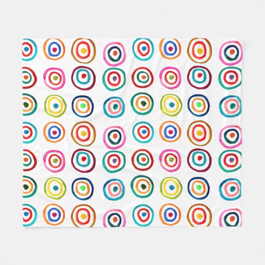 Kleurrijke cirkelregenboogwaterverf fleece deken (Voorkant (Horizontaal))
