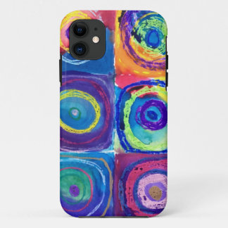 kleurrijke cirkels bijgesneden iPhone 11 hoesje