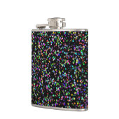 Kleurrijke cirkels bubbels op zwart uniek patroon heupfles (Links)