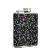 Kleurrijke cirkels bubbels op zwart uniek patroon heupfles (Rechts)