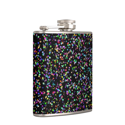 Kleurrijke cirkels bubbels op zwart uniek patroon heupfles (Rechts)