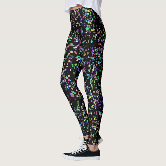 Kleurrijke cirkels bubbels op zwart uniek patroon leggings (Links)