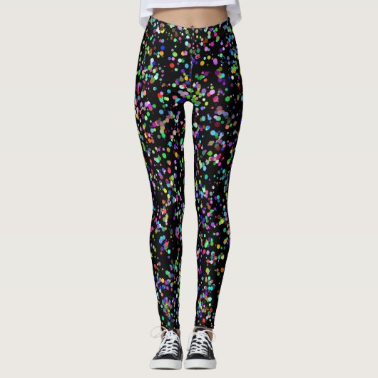 Kleurrijke cirkels bubbels op zwart uniek patroon leggings (Voorkant)
