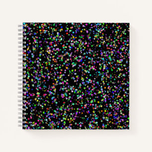 Kleurrijke cirkels bubbels op zwart uniek patroon notitieboek