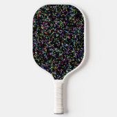 Kleurrijke cirkels bubbels op zwart uniek patroon pickleball paddle (Voorkant)