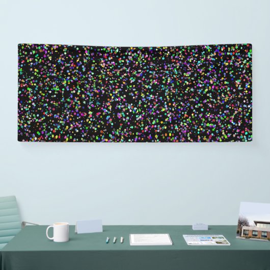 Kleurrijke cirkels bubbels op zwart uniek patroon spandoek (Beurs)