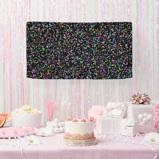 Kleurrijke cirkels bubbels op zwart uniek patroon spandoek (Feest)