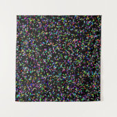 Kleurrijke cirkels bubbels op zwart uniek patroon wandkleed (Voorkant (horizontaal))