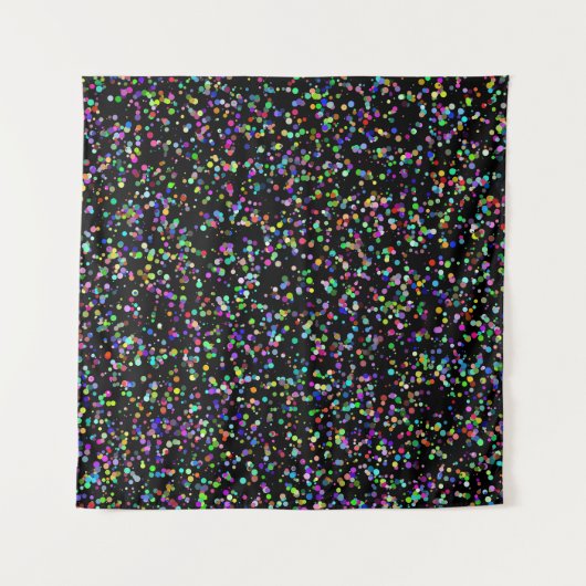 Kleurrijke cirkels bubbels op zwart uniek patroon wandkleed (Voorkant (horizontaal))