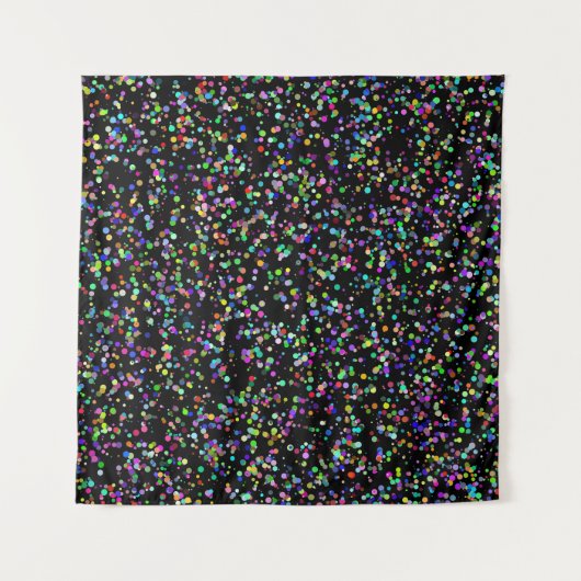 Kleurrijke cirkels bubbels op zwart uniek patroon wandkleed (Voorkant)