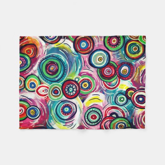 Kleurrijke cirkels en cirkels Oorspronkelijke Abst Fleece Deken (Voorkant (Horizontaal))
