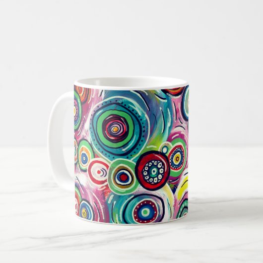 Kleurrijke cirkels en cirkels Oorspronkelijke Abst Koffiemok (Voorkant links)