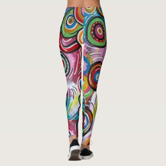 Kleurrijke cirkels en cirkels Oorspronkelijke Abst Leggings (Achterkant)