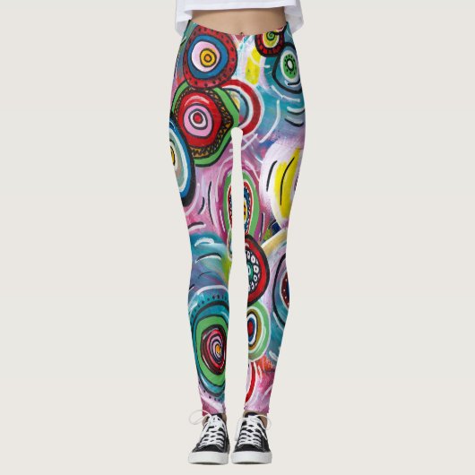 Kleurrijke cirkels en cirkels Oorspronkelijke Abst Leggings (Voorkant)