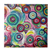 Kleurrijke cirkels en cirkels Oorspronkelijke Abst Tegeltje (Voorkant)