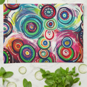 Kleurrijke cirkels en cirkels Oorspronkelijke Abst Theedoek (Gevouwen)
