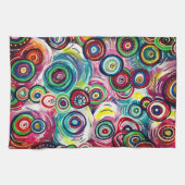 Kleurrijke cirkels en cirkels Oorspronkelijke Abst Theedoek (Horizontaal)