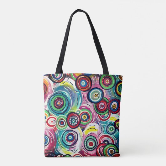 Kleurrijke cirkels en cirkels Oorspronkelijke Abst Tote Bag (Achterkant)
