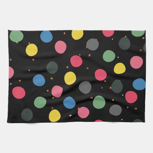 Kleurrijke cirkels en gouden stippen theedoek (Horizontaal)