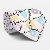 Kleurrijke cirkels en handgeschreven tekst stropdas (Opgerold)