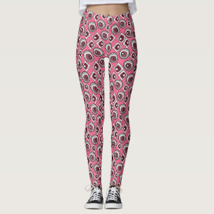 Kleurrijke cirkels en ringen retro jaren zestig leggings