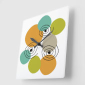 Kleurrijke cirkels en spiralen midden eeuw modern vierkante klok (Hoek)