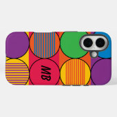 Kleurrijke Cirkels en Strepen en Initialen Case-Mate iPhone Case (Achterkant (horizontaal))