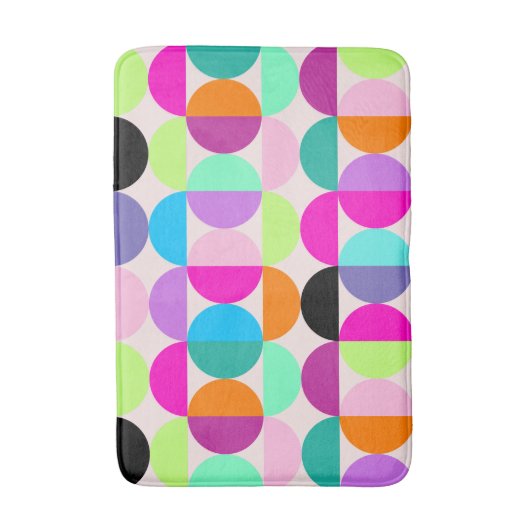 Kleurrijke cirkels geometrisch patroon midden eeuw badmat (Voorkant Verticaal)