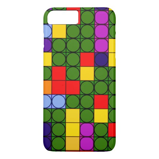 Kleurrijke cirkels in vierkanten Case-Mate iPhone case (Achterkant)