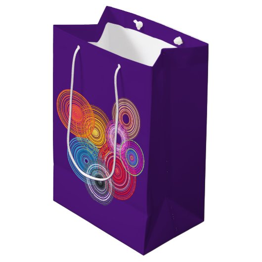 Kleurrijke cirkels medium cadeauzakje (Voorkant Gekanteld)