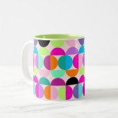 Kleurrijke Cirkels Mid Century Moderne Kunst Geome Tweekleurige Koffiemok (Voorkant links)