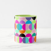 Kleurrijke Cirkels Mid Century Moderne Kunst Geome Tweekleurige Koffiemok (Center)
