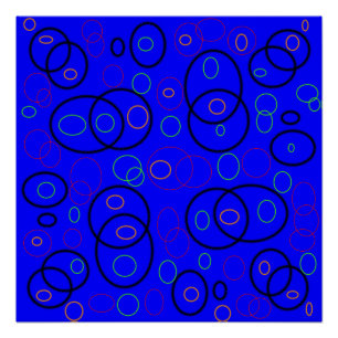 Kleurrijke cirkels op blauw perfect poster