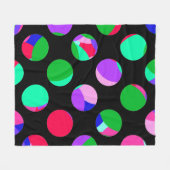 Kleurrijke cirkels op zwart fleece deken (Voorkant (Horizontaal))