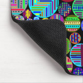 Kleurrijke cirkels op zwarte achtergrond muismat (Hoek)