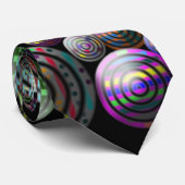 Kleurrijke cirkels op zwarte achtergrond Stropdas (Opgerold)