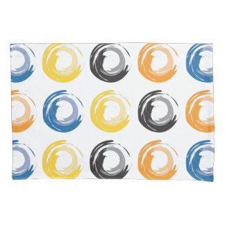 Kleurrijke cirkels, Oranje, blauw, geel en zwart Kussensloop