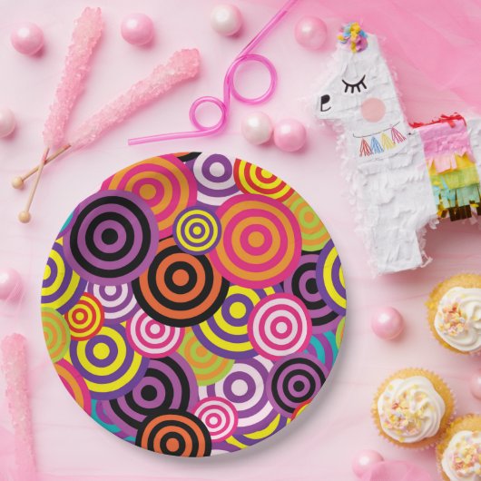 Kleurrijke cirkels papieren bordje (Feest)