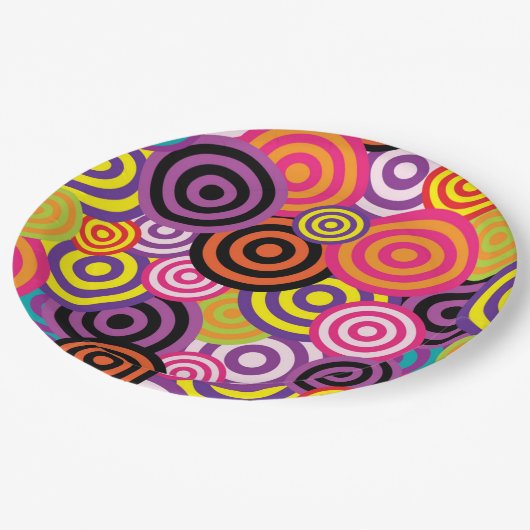 Kleurrijke cirkels papieren bordje (Gekanteld)