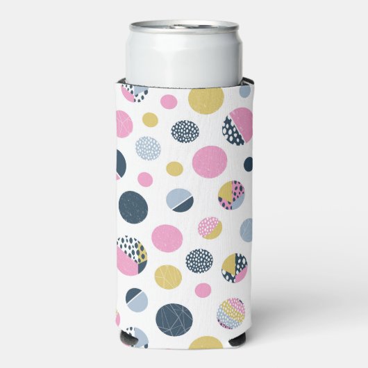 Kleurrijke cirkels seltzer blikjeskoeler (Seltzer Voorkant)
