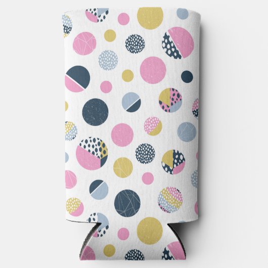 Kleurrijke cirkels seltzer blikjeskoeler (Voorkant)