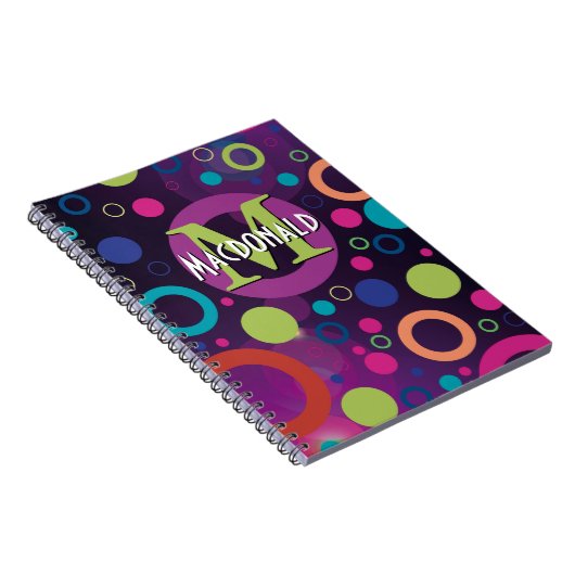 Kleurrijke cirkels Spelen Gepersonaliseerd PAARS Notitieboek (Rechterzijde)