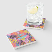 Kleurrijke cirkels stenen onderzetter (Zijkant)