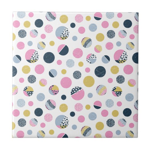 Kleurrijke cirkels tegeltje (Voorkant)