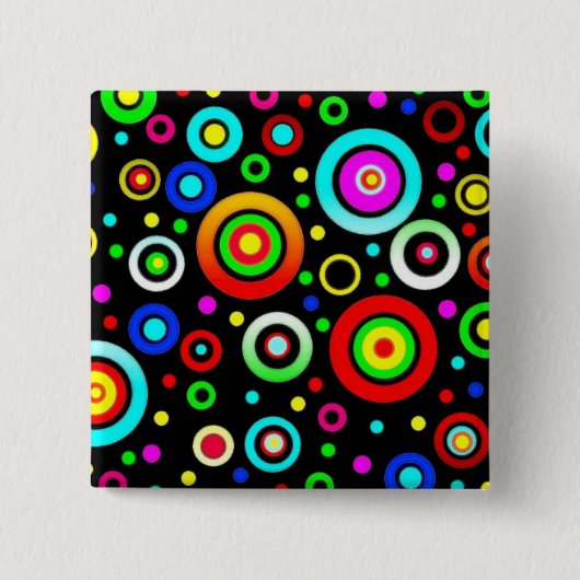 Kleurrijke Cirkels Vierkante Button 5,1 Cm (Voorkant)
