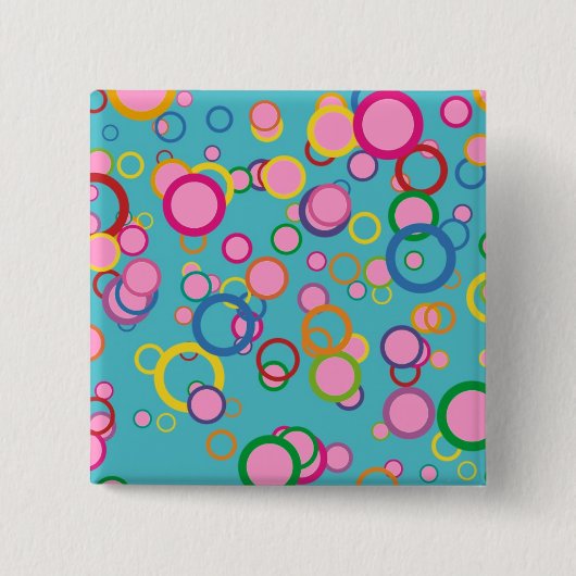 Kleurrijke cirkels vierkante button 5,1 cm (Voorkant)