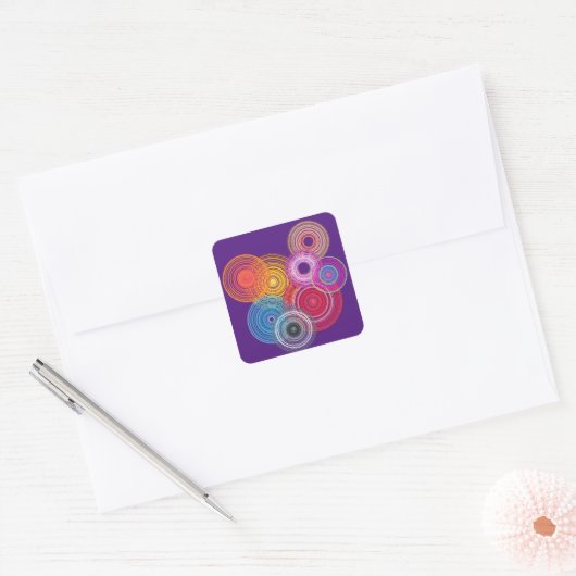Kleurrijke cirkels vierkante sticker (Envelop)
