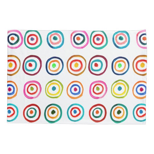 Kleurrijke cirkels witte eenvoudige regenboogschan kussensloop (Achterkant)