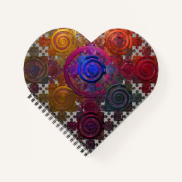 Kleurrijke cirkelvormige kookplaten hart spiraal N Notitieboek