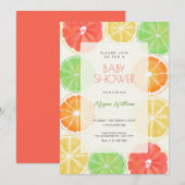 Kleurrijke citroen baby shower kaart (Voorkant / Achterkant)